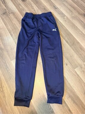 Puma Kids Navy Jogger Sweatpants with White Logo